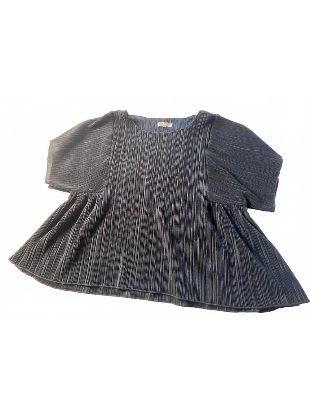 Madewell Black Pleated Polyester Blouse Large